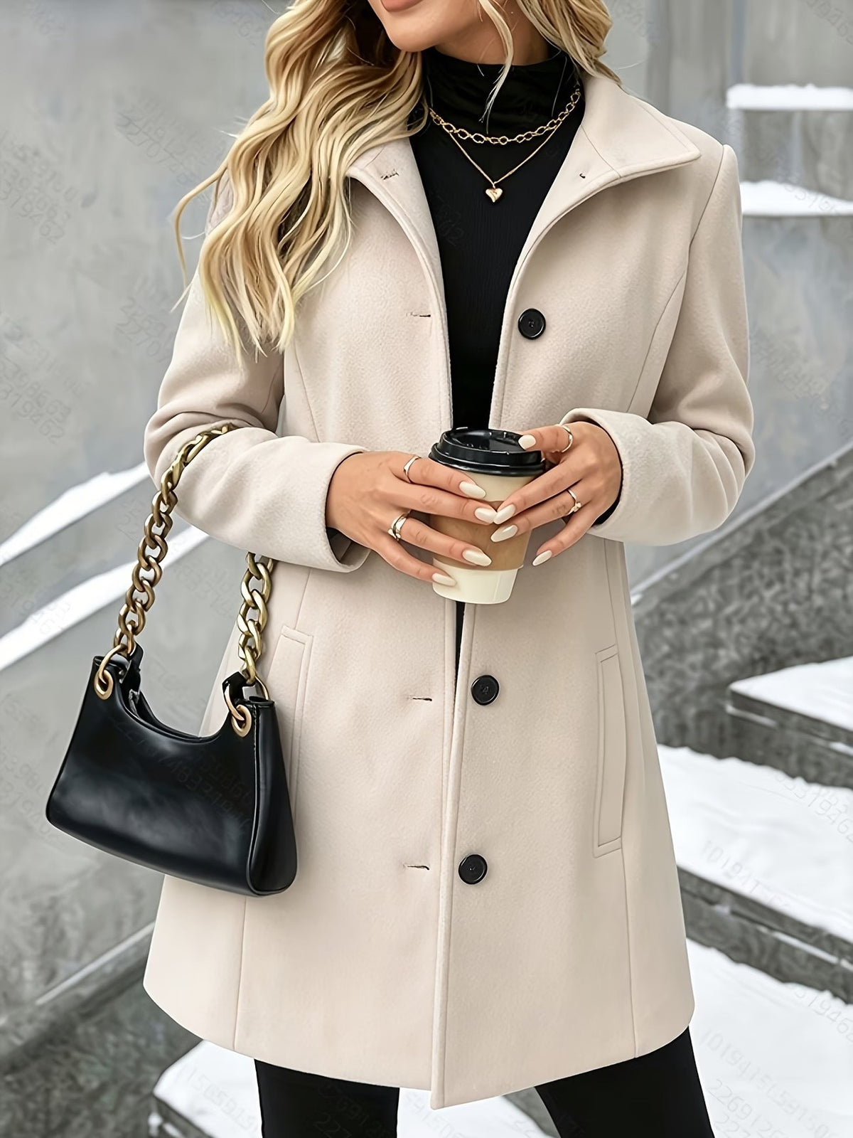 Mid-Length Wool Blend Coat