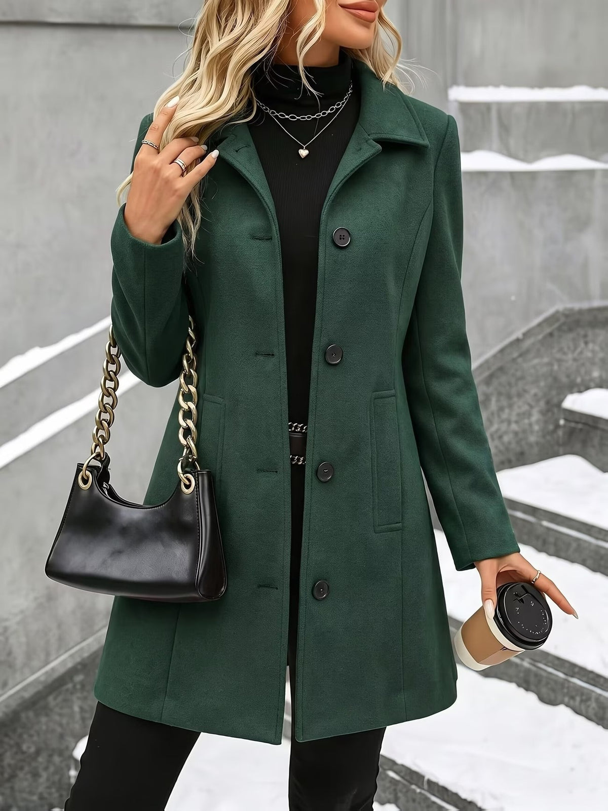 Mid-Length Wool Blend Coat