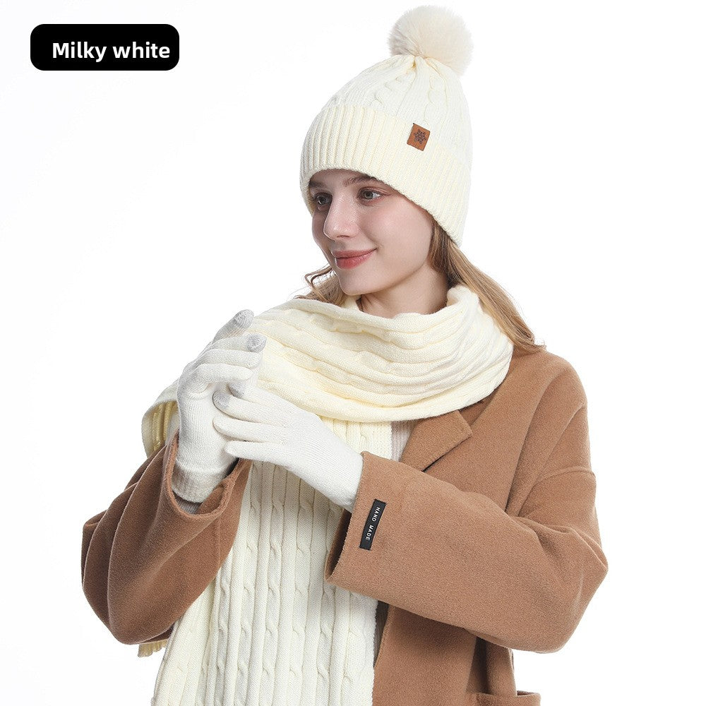 Knitted Winter Hat Scarf Gloves Set