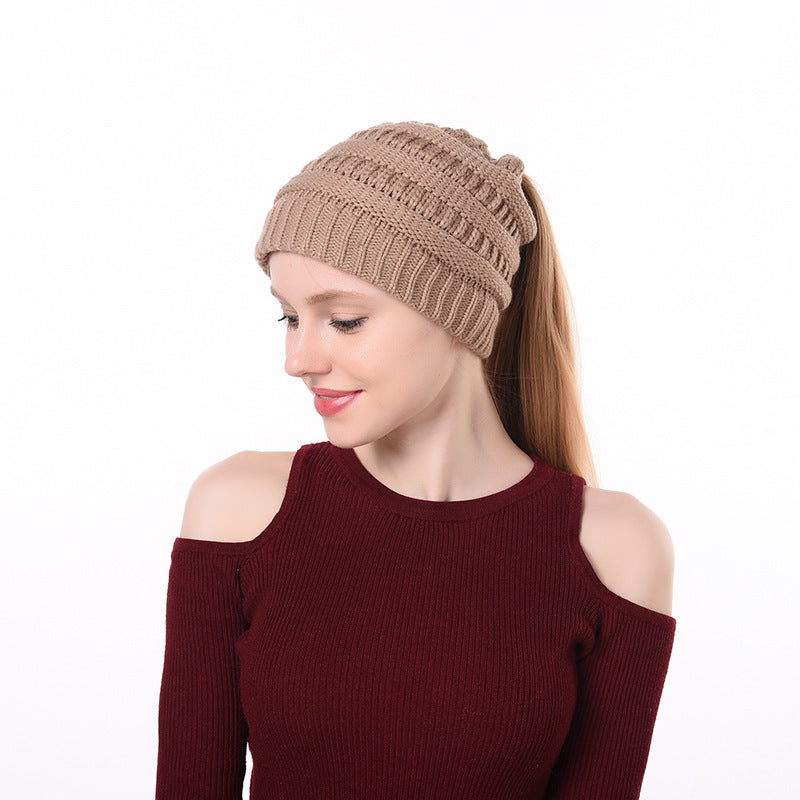 Womens Knitted Ponytail Beanie