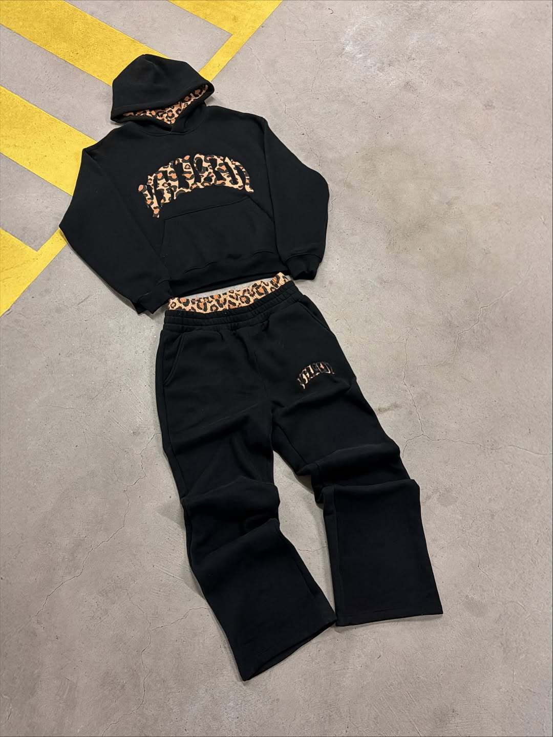 Retro Print Hoodie and Sweatpants Set