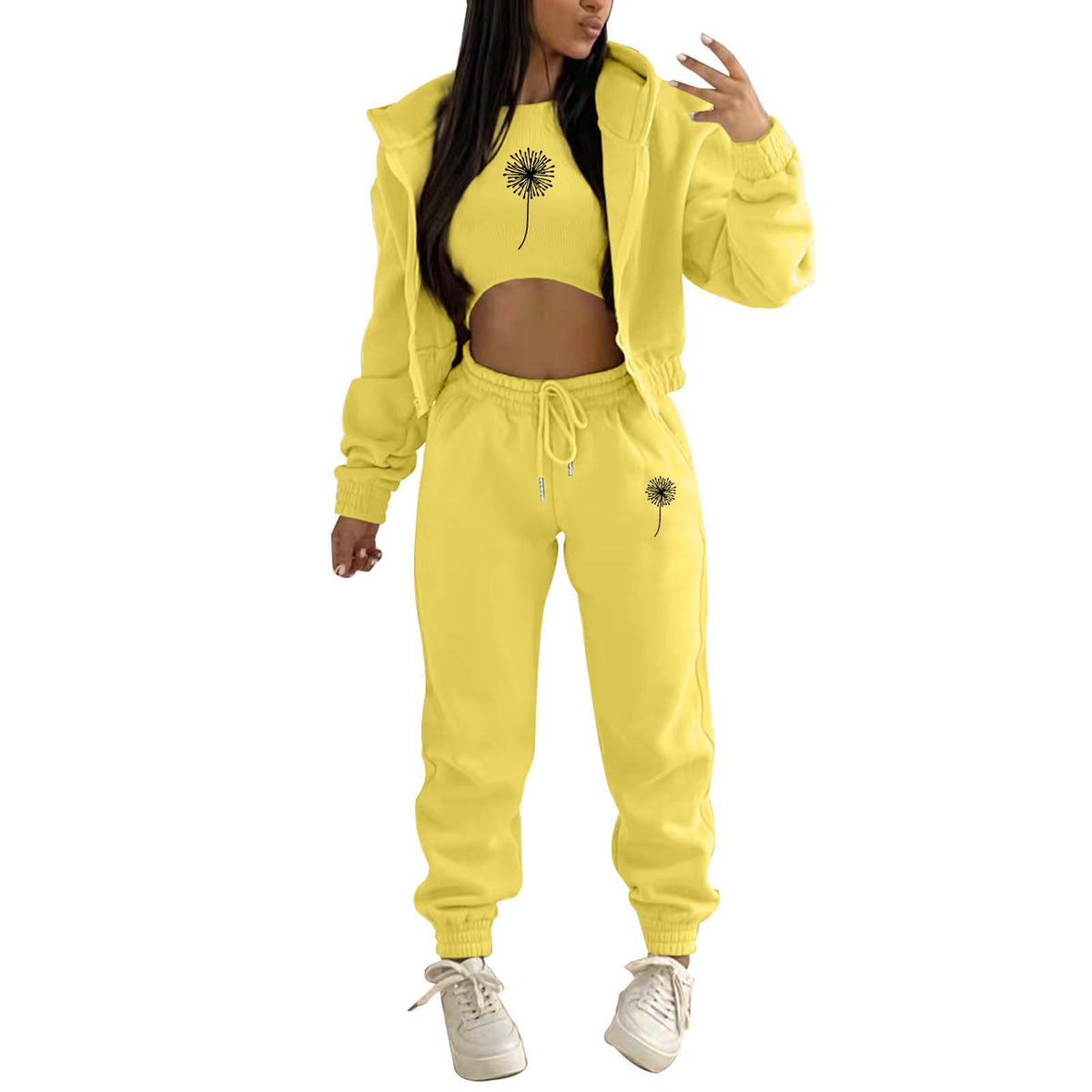 Womens Fleece Lined Hoodie Letter Print Sports Leisure Suit
