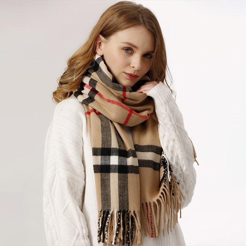 Autumn and Winter Baba Plaid Scarf