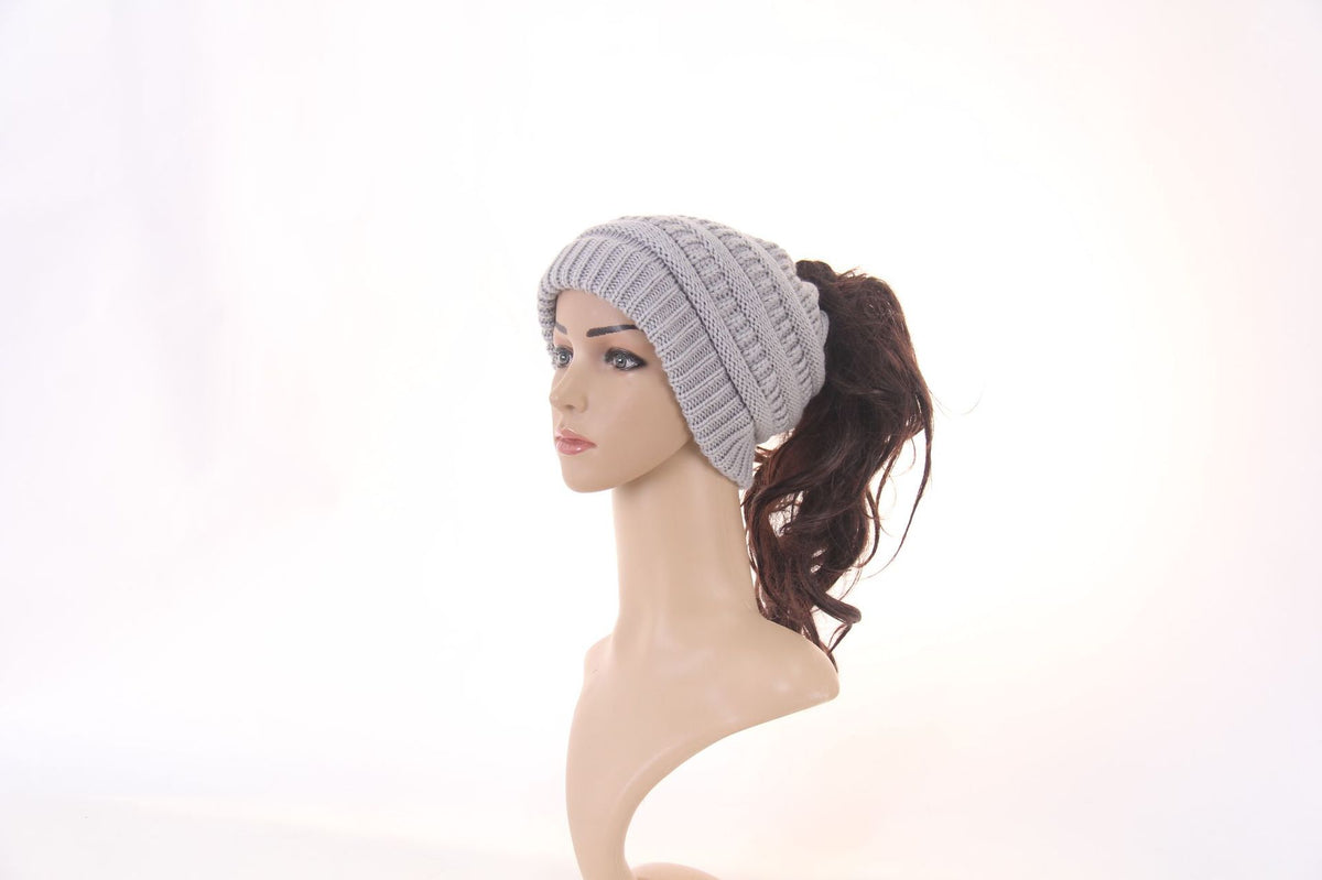 Womens Knitted Ponytail Beanie