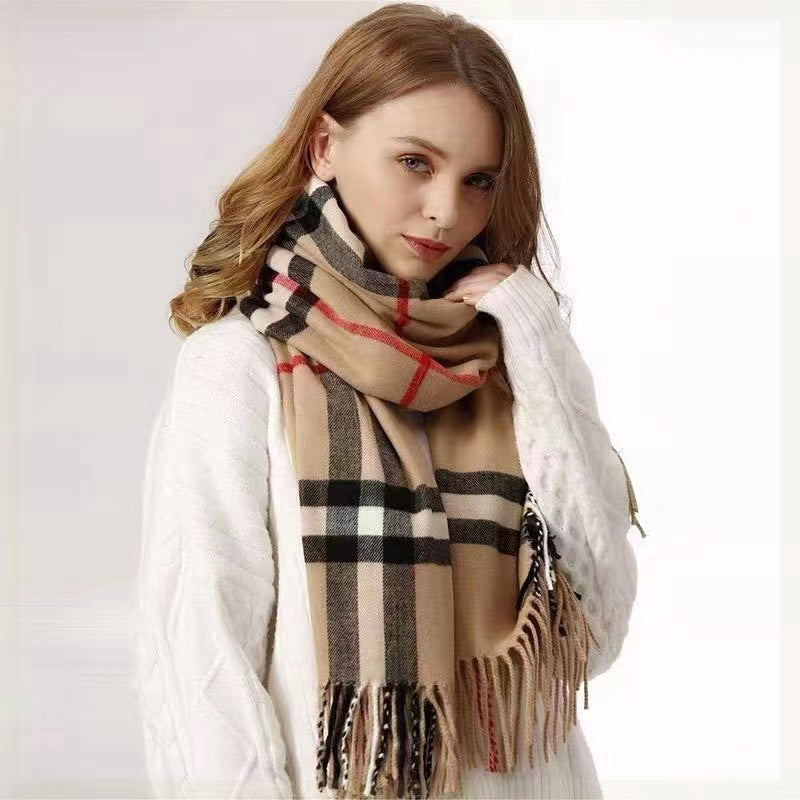 Autumn and Winter Baba Plaid Scarf
