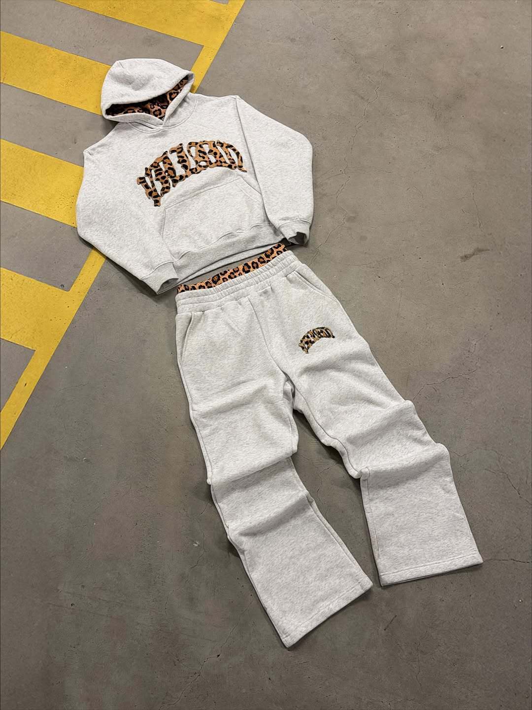 Retro Print Hoodie and Sweatpants Set