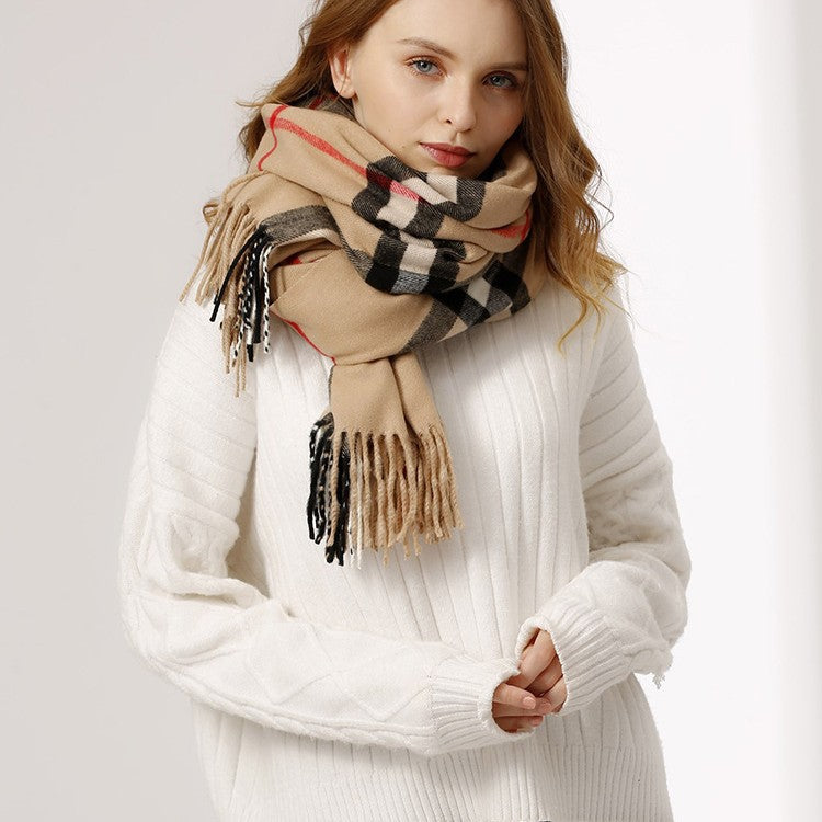 Autumn and Winter Baba Plaid Scarf