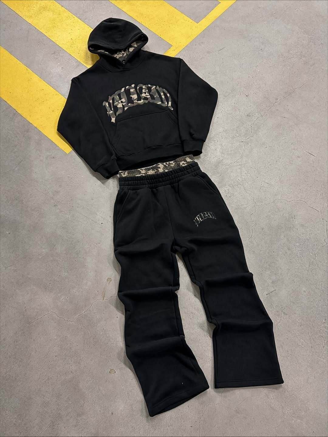 Retro Print Hoodie and Sweatpants Set