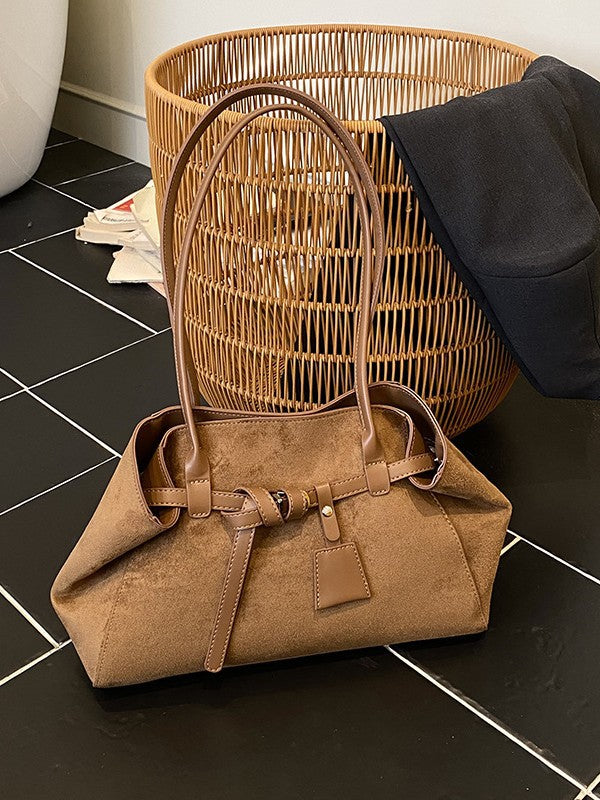 French Style Matte Baguette Shoulder Bag