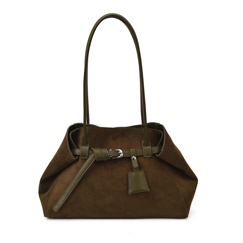 French Style Matte Baguette Shoulder Bag