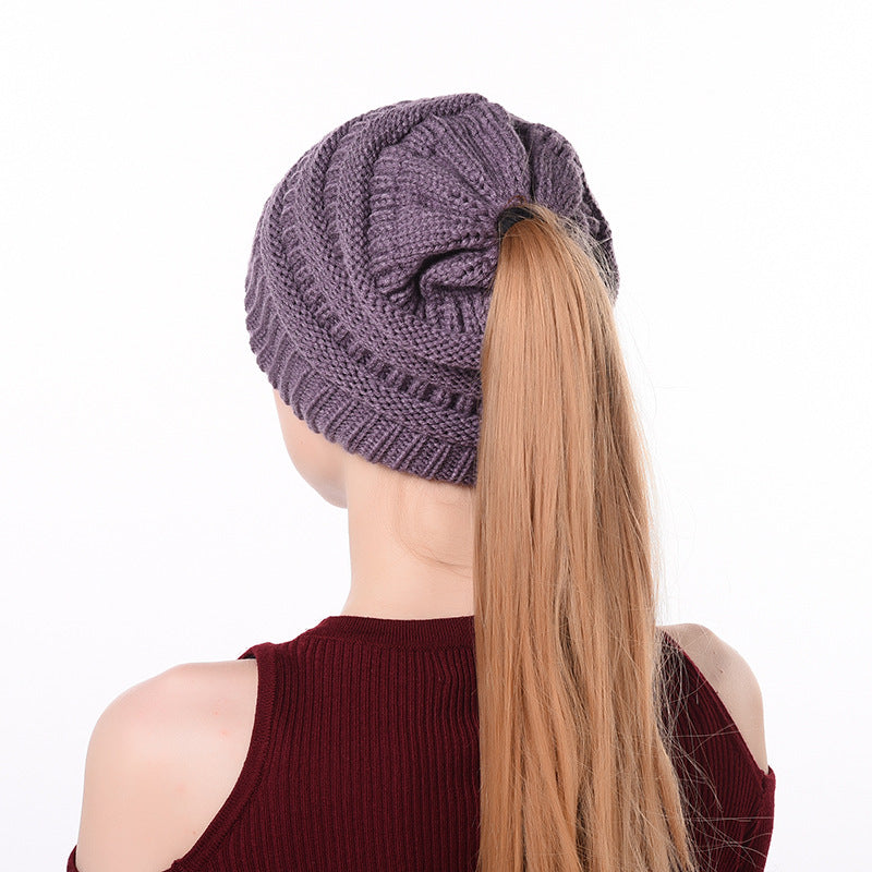 Womens Knitted Ponytail Beanie
