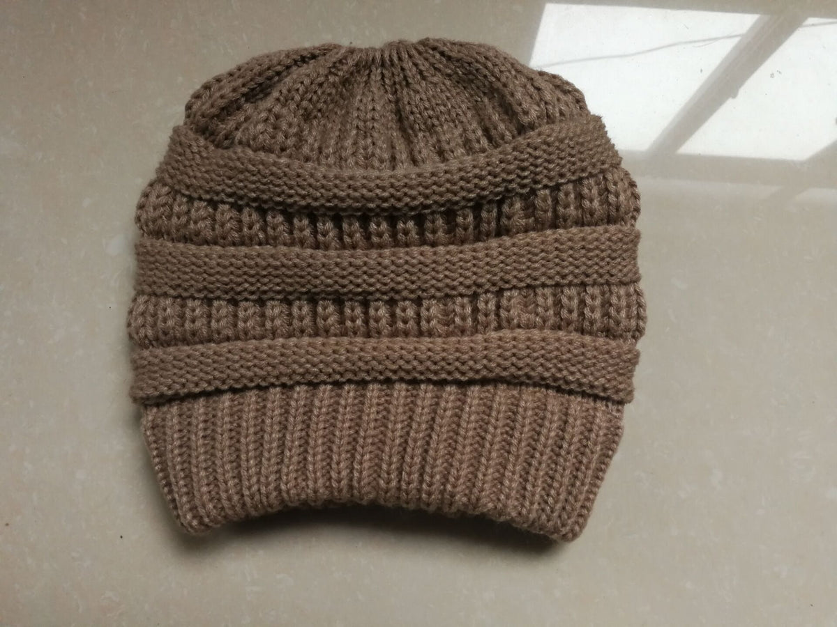 Womens Knitted Ponytail Beanie