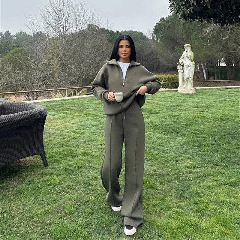 Womens flared sweat Suit Two-Piece Set