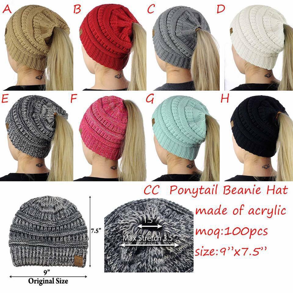 Womens Knitted Ponytail Beanie