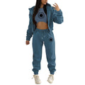 Womens Fleece Lined Hoodie Letter Print Sports Leisure Suit