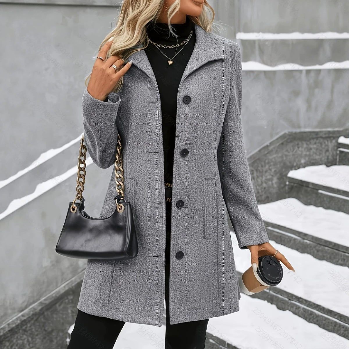Mid-Length Wool Blend Coat